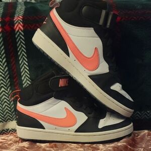 Nike Black and Coral High-Top Sneakers